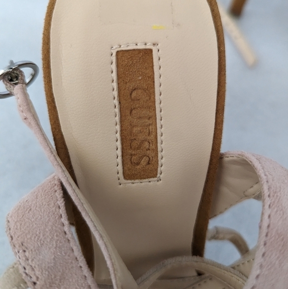 GUESS tan and pink suede heels size 8 - Picture 3 of 8